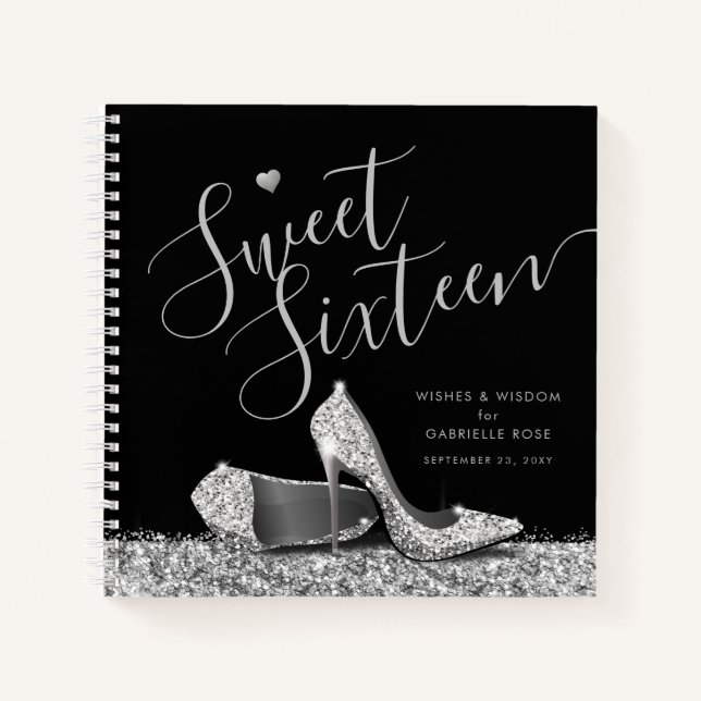 Sweet 16 Wishes Wisdom Advice Party Guest Book (Front)