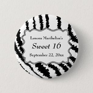 Sweet 16 Zebra Print Pattern 2 Inch Round Button