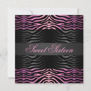 Sweet 16 Zebra Print Pink Birthday Invitation