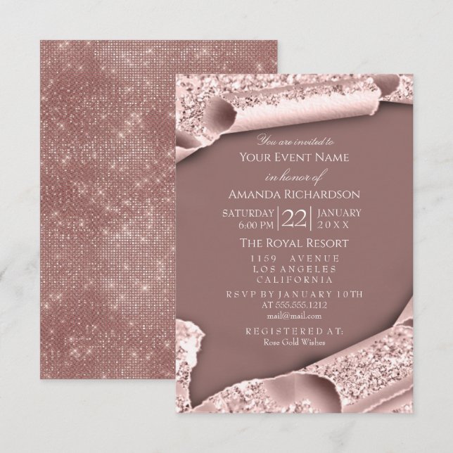 Sweet 16th Birthday Bridal Shower 3D Effect Rose Invitation (Front/Back)
