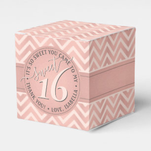 Sweet 16th Birthday Cute & Chic Rose Gold Chevron Favor Box