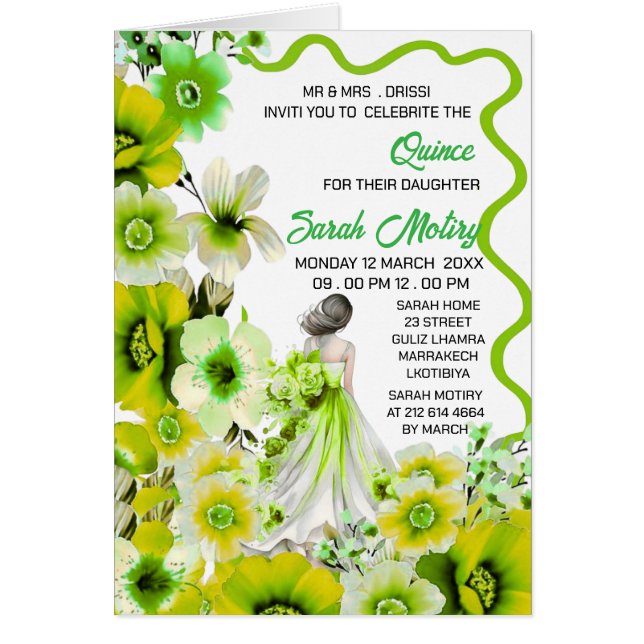 Sweet 16th Birthday Invitation Editable, Floral Pi (Front)