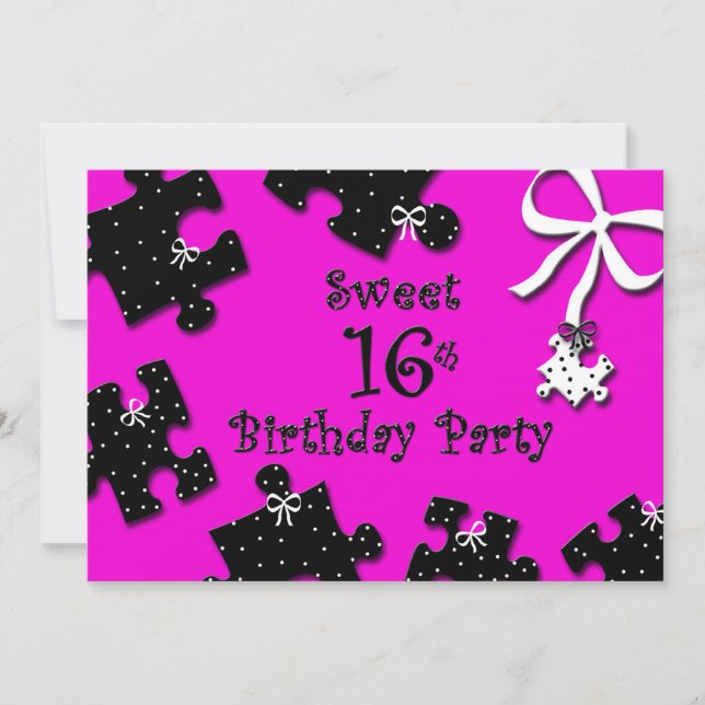 Sweet 16th Birthday Invitations, Puzzle Pieces Invitation (Front)