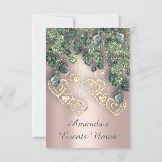 Sweet 16th Birthday Party BRIDAL Shower Rose Heart Invitation (Back)