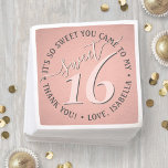 Sweet 16th Birthday Party Modern Glam Girly Pink Napkin<br><div class="desc">Add a personalized touch to sweet 16 birthday party decorations with chic and pretty paper napkins. Design features a girly blush pink and dark grey modern font on a trendy and stylish rose gold faux foil background. Text in a circle is simple to customize. These elegant labels make a stylish...</div>
