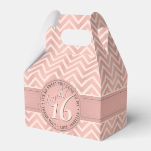 Sweet 16th Birthday Party Pink Chevron Thank You Favor Box