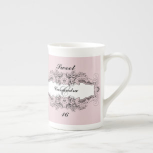 Sweet 16th Birthday Personalized Monogrammed Bone China Mug