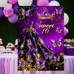 Sweet 16th birthday purple Gold Dress Butterflies Invitation<br><div class="desc">Sweet 16th birthday sweet sixteen purple Gold dress,  Black Butterfly Tiara Elegant purple Gold & Black Invitation. Pretty gold sparkle butterflies and jewels. Please note: All flat images! They do not have real jewels.</div>