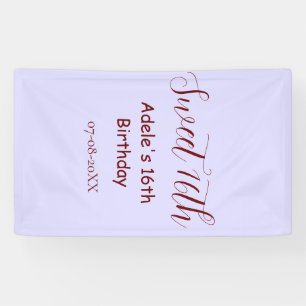 Sweet 16th birthday purple pastel mauve retro name banner