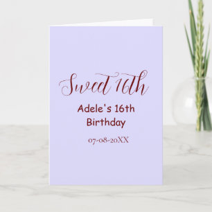 Sweet 16th birthday purple pastel mauve retro name card