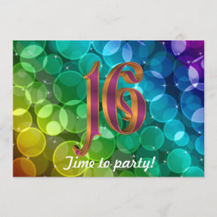 Sweet 16th birthday  rainbow Invitation