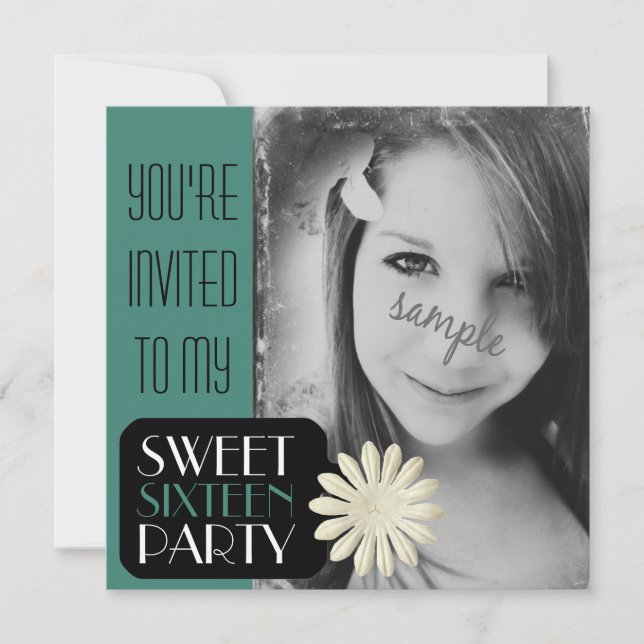 Sweet 16th Birthday with Large Photo Invite (Front)
