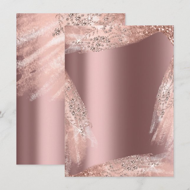 Sweet 16th Bridal Dress Rose Diamond Sparkly Invitation (Front/Back)