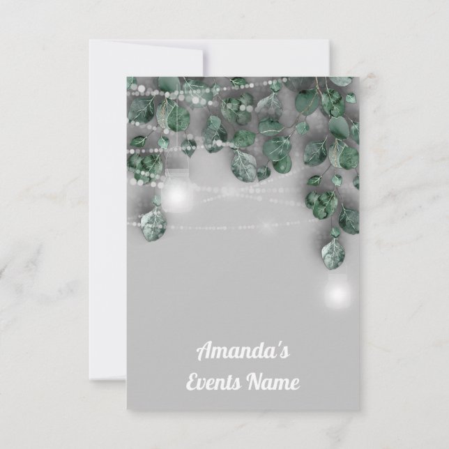 Sweet 16th Bridal Shower LightsJAR Eucalyptus Grey Invitation (Back)