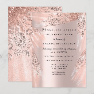 Sweet 16th Bridal Shower Royal Rose Gold Dress Invitation