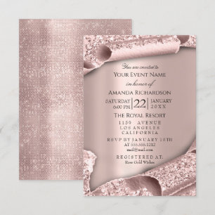 Sweet 16th Bridal Wedding 3D Rose Elegant Invitation