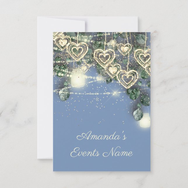 Sweet 16th Bride Rustic Wood Gold Blue Mint Hearts Invitation (Back)