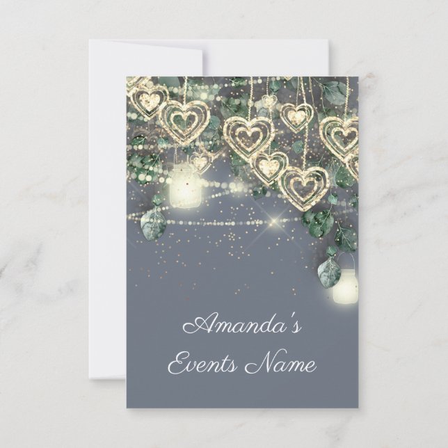 Sweet 16th Bride Rustic Wood Gold Smoky Blue Green Invitation (Back)