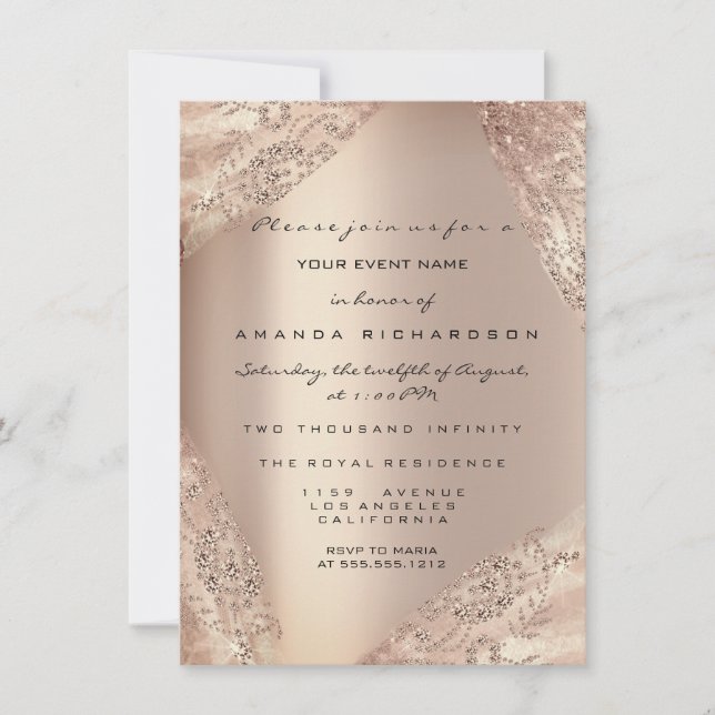 Sweet 16th Dress Spark Rose Gold Ombre Invitation (Front)