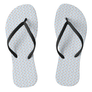 Sweet 50s Retro Rosebud Blue Gingham Check Flip Flops