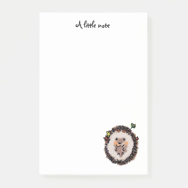 sweet adorable curled hedgehog post-it notes (Front)