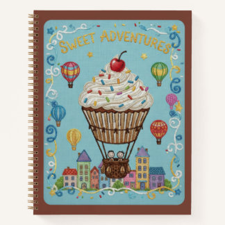 Sweet Adventures Embroidered Cupcake Air Ballon Notebook