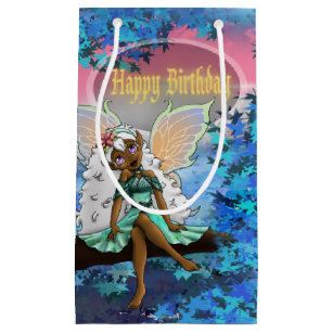 Sweet African American Fairy Birthday Small Gift Bag