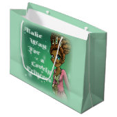 Sweet African American Princess Birthday Large Gift Bag (Front Angled)