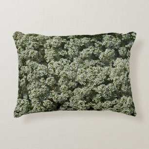 Sweet Alyssum Flowers White Floral Accent Pillow