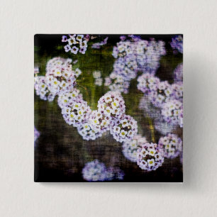 Sweet Alyssum in Grunge 2 Inch Square Button