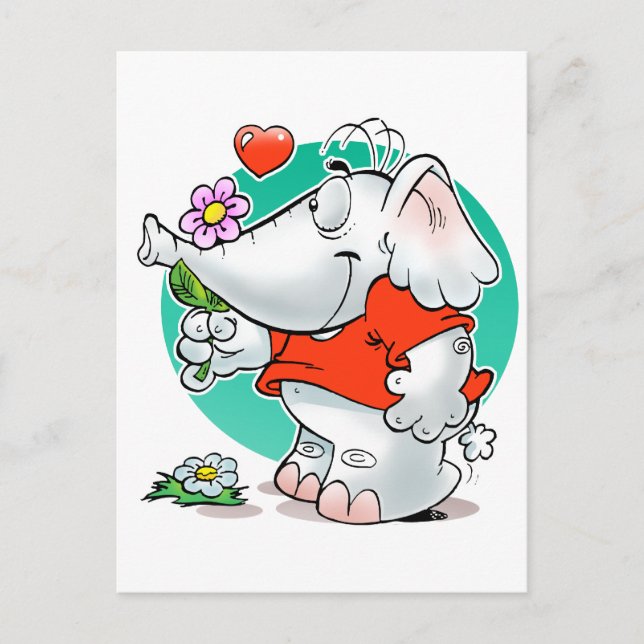 sweet amours elephant with flower postcard (Front)