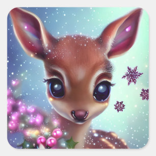 Sweet and Adorable Baby Deer Square Sticker