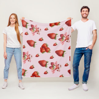 Sweet and Charm Strawberry Vintage Nursery Fleece Blanket