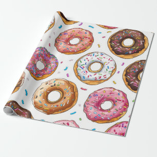 Sweet and Colourful Doughnut Pattern Wrapping Paper