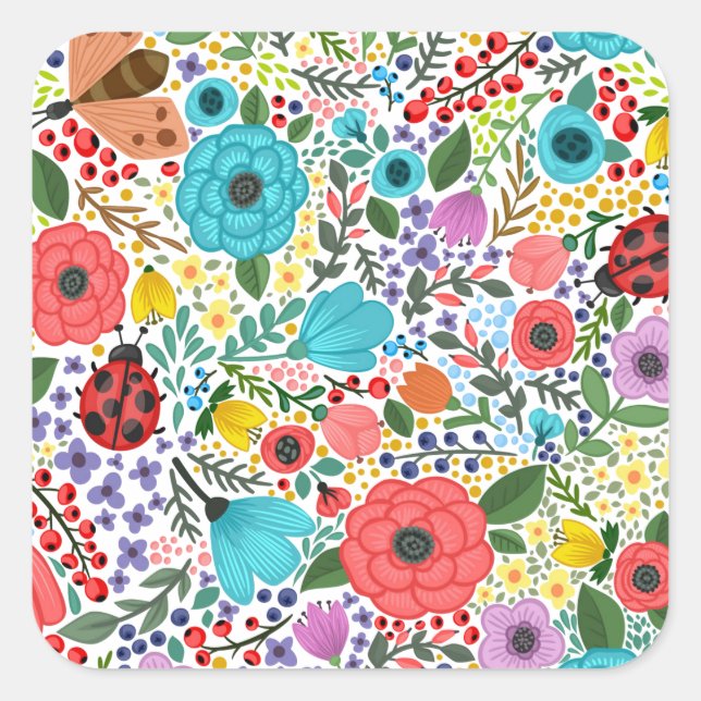 Sweet and Colourful  Floral Ditsy Sticker Seal (Front)