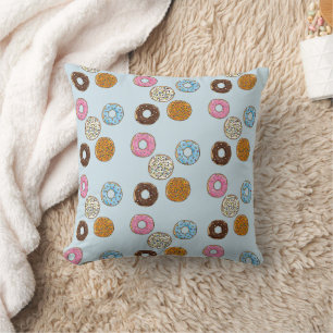 Sweet and Colourful Frosted Doughnuts Throw Pillow