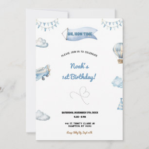 Sweet and cute airplane birthday party invitation