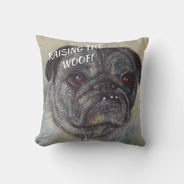 SWEET AND CUTE PUG THROW PILLOW (Front)