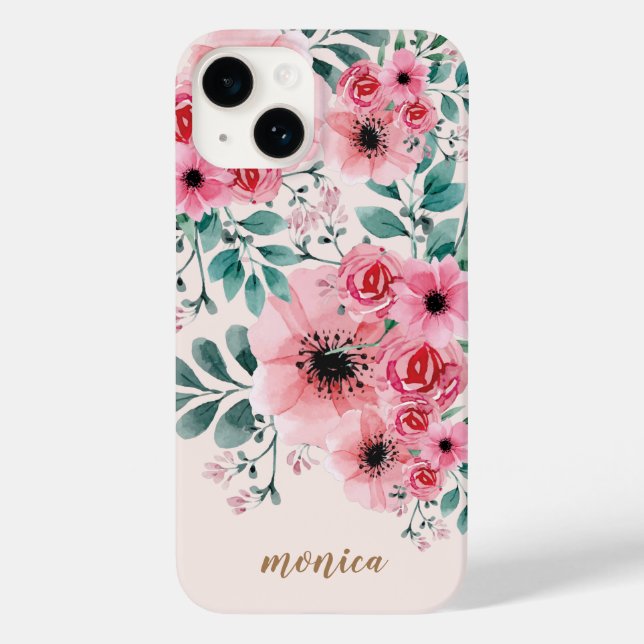 Sweet and Elegant Monogram Watercolour Floral  Case-Mate iPhone Case (Back)