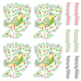 Sweet And Fancy Little Bird Birthday Wish Decals