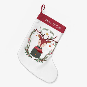 Sweet and Festive Christmas Deer Small Christmas Stocking