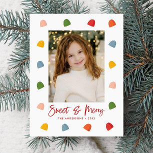 Sweet and Merry Gumdrops Photo Holiday Postcard