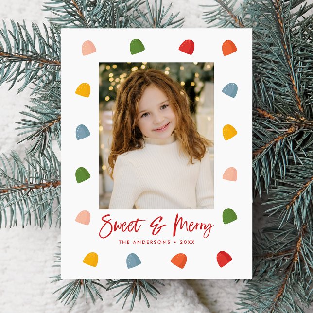 Sweet and Merry Gumdrops Photo Holiday Postcard (Creator Uploaded)