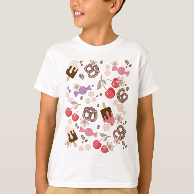 Sweet and Salty Treats Pattern Boys T-Shirt (Front)