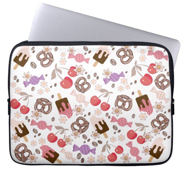 Sweet and Salty Treats Pattern Girls Laptop Sleeve (Front)