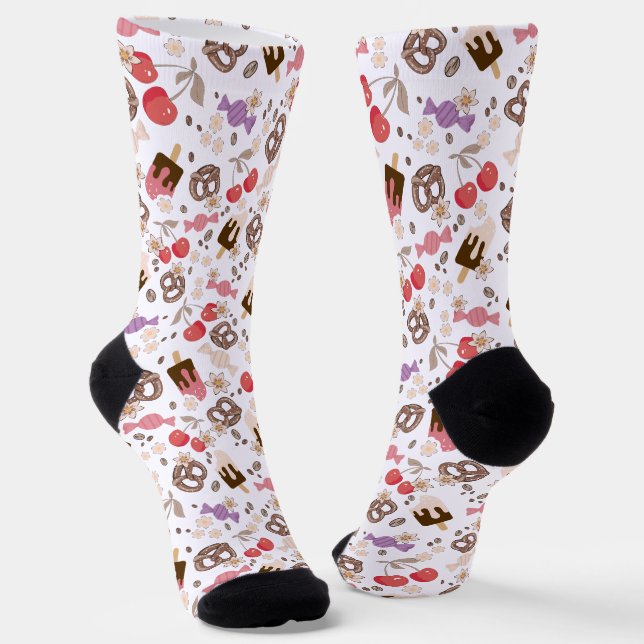 Sweet and Salty Treats Pattern Socks (Angled)