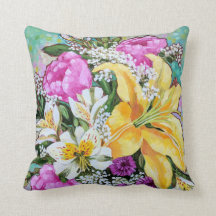 "Sweet and Sassy Spring Bouquet" Throw Pillow