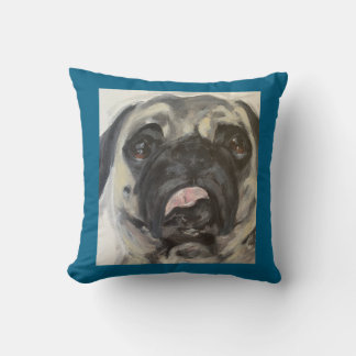 Sweet and Silly Pug painting Throw Pillow