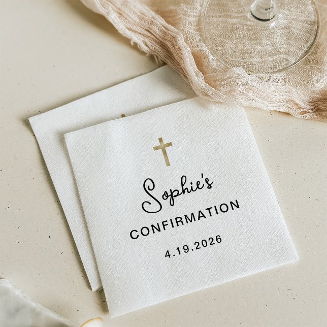 Sweet and Simple | Gold Cross Confirmation Napkin (Creator Uploaded)