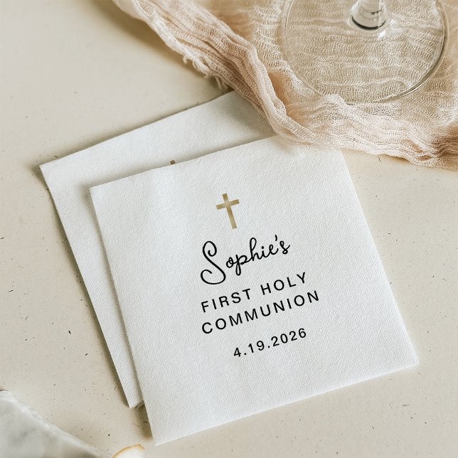 Sweet and Simple | Gold First Holy Communion Napkin (Creator Uploaded)